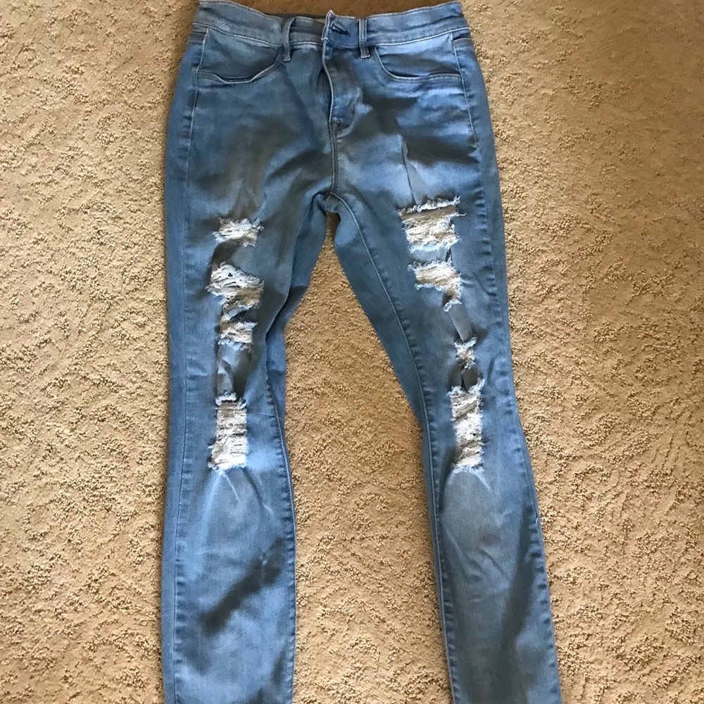 Light blue ripped jeggings
